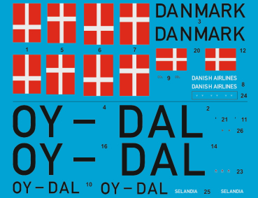 Peddinghaus-Decals 1/72 3574 Ju 52/3m Danish Air Lines OY-DAL " Selandia"