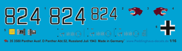 Peddinghaus-Decals 1/16 3580  Panther Ausf. D Panther Abt. 52, Russland  Juli 1943