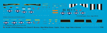 Peddinghaus-Decals 1:144 3581 3 P 51 D Mustang Lt.Col. Edward O. Mccomas-Major William Shomo - Captain " Chuck" Yeager