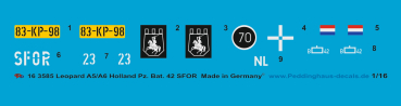 Peddinghaus-Decals 1/16 3585 Leopard A5/A& Holland Panzer Bat. 42 SFOR