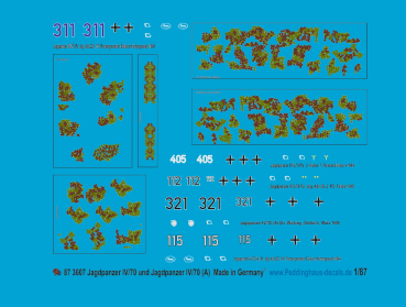 Peddinghaus-Decals 1/87 3607 Jagdpanzer IV /L70 and Jagdpanzer IV /L70 (A), one with late camoflage
