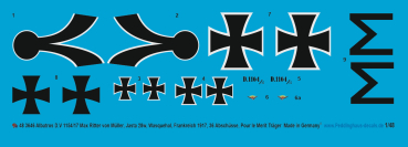 Peddinghaus-Decals 1/48 3646 Albattros D.V. 1154/17 Max Ritter von Müller, Jasta 28w Wasquehal, Frankreich, August 1917, 36 Abschüsse, Pour le Merite