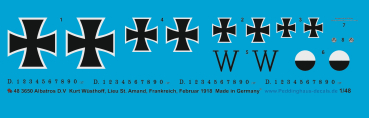 Peddinghaus-Decals 1/48 3650 Albatros D.V Kurt Wüsthoff, Lieu St. Amand, Frankreich , Februar 1918