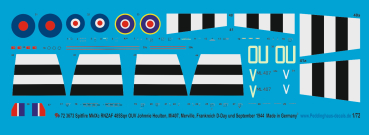 Peddinghaus-Decals 1:72 3673 Spitfire MkIXc RNZAF 485 Sqn OUV Jonhnnie Houlten ML407 Merville, Frankreich D-Day und September 1944