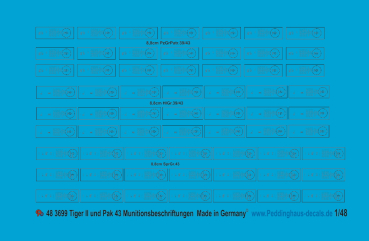 Peddinghaus-Decals 1/48 3699 Tiger II und Pak 43 Munitionsbeschriftungen