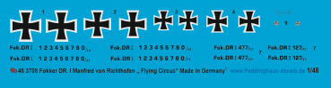 Peddinghaus-Decals 1/48 3708 Fokker Dr. I Manfred von Richthofen " Flying Circus"