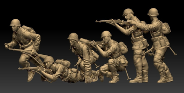 Peddinghaus 3 D Druck 1:48 48177 6 US Soldaten attacking