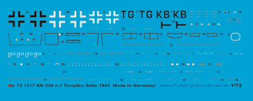 Peddinghaus-Decals 1/72 1317 Ar 234 V-1 Testpilot Selle 1943