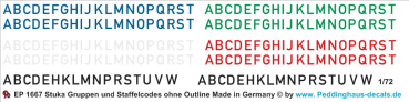 Peddinghaus-Decals 1/72 1667 Stuka Gruppencodes ohne Outline