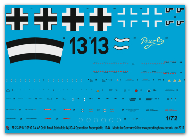 Peddinghaus-Decals 1:72 2319 Bf 109 G14 Oblt. Schäufele Operation Bodenplatte 1944