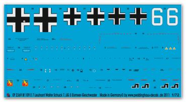 Peddinghaus-Decals 1/72 2369 Bf 109 E-7 Lt. Walter Schuck 7./JG 5 Eismeer Geschwader