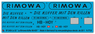 Peddinghaus-Decals 1/72 2404 Ju 52 " Rimowa - Koffer "