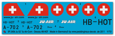 Peddinghaus-Decals 1/72 2406 Ju 52 " Ju -Air-Com Dessau HB-HOT