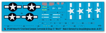 Peddinghaus-Decals 1/72 2469 Hellcat F6 F Cmdr. David Canpbell, Commander Air Group 15 " Minis III"