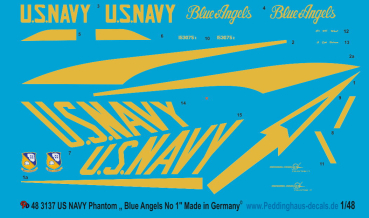 Peddinghaus-Decals 1:48 3137 US Navy Phantom " Blue Angels" No 1