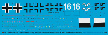 Peddinghaus-Decals 1:48  3159 FW 190 D-9 Leutnant Peter Crump, 13./Jg 26 Varrlbusch/Deutschland , März 1945