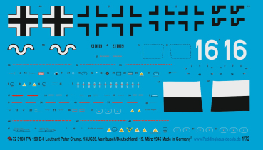 Peddinghaus-Decals 1/72 3160 FW 190 D-9 Leutnant Peter Crump, 13./Jg 26 Varrlbusch/Deutschland , März 1945