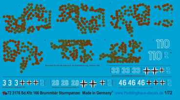 Peddinghaus-Decals 1:72 3176 Sd. Kfz 166 Brumbär - 5 Versionen davon eine mit Hinterhalttarnung