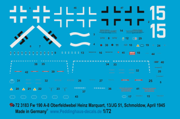 Peddinghaus-Decals 1/72 3183 Fw 190 A-8 Oberfeldwebel Heinz Marquart, 13/JG 51, Schmoldow 1945