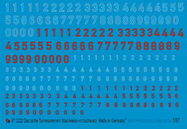 Peddinghaus 1/87 3222 german turretnumbers Blue/white- Red/black