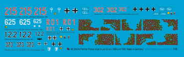 Peddinghaus-Decals 1/48 3242 6 Panther tanks Ausf. A and G 1944-1945
