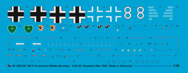 Peddinghaus-Decals 1:48 3263  Bf 109 F-4  Leutnant Walter Novotny,  1/JG 54 Russland Mai 1942