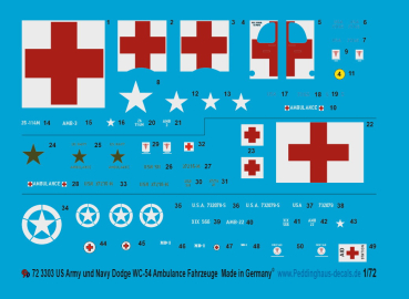 Peddinghaus-Decals 1:72  3303 US Army und Navy Dodge WC-54 Ambulance