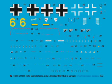 Peddinghaus-Decals 1/72 3331 BF 109 F-4 Ofw. Georg Schentke, 9./JG3, Russland 1942