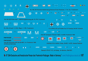 Peddinghaus 1/87 3364 german and french tank markings of the french campaign 1940