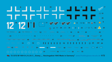Peddinghaus-Decals 1/72 3372 Bf 109 K-4, 9/JG 3 "Emmy"