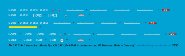 Peddinghaus 1/350 3394 3 deutsche U-Boot Typ XXI  2513-2540-3008 in deutschen und US Diensten