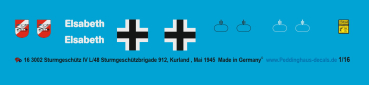 Peddinghaus-Decals 1:16  3402 Sturmgeschütz IV L 48 Sturmgeschützbrigade 912, Kurland , Mai 1945
