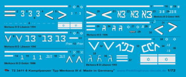 Peddinghaus-Decals 1:72  3411 6 Kampfpanzer Typ Merkava III D