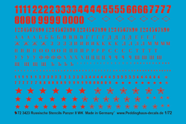 Peddinghaus-Decals 1:72 3423 Russische Stencils Panzer II. WK rot