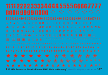 Peddinghaus 1/87 3424 Russian tank stencils II. WK in  red