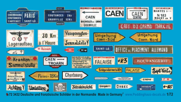 Peddinghaus-Decals 1:72  3432 Deutsche und französische Straßenschilder in der Normandie