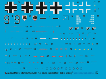 Peddinghaus-Decals 1/72 3436 BF 109 F-2 Josef Pöhs II/ JG 54 Russland 1942