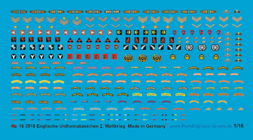 Peddinghaus-Decals 1:16  3519 Englische Uniformabzeichen 2. Weltkrieg