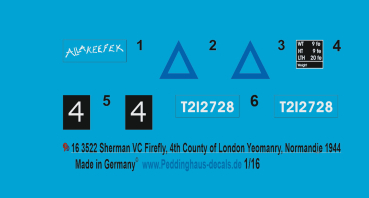 Peddinghaus-Decals 1/16 3522 Sherman VC Firefly, 4th County of London Yeomanry, Normandie 1944