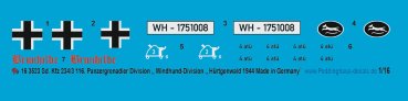Peddinghaus-Decals 1/16 3523 Sd. Kfz 234/3 116. Panzergrenadier "Windhund" Divison, Hürtgenwald