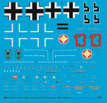 Peddinghaus-Decals 1/24 3524 Fw 190 A-7 Major Heinz Bär mit 200 Abschüssen