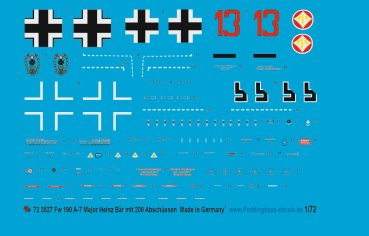 Peddinghaus-Decals 1/72 3527 Fw 190 A-7 Major Heinz Bär mit 200 Abschüssen