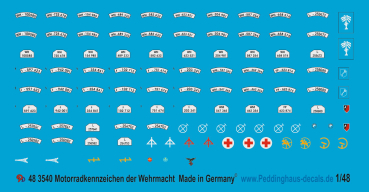 Peddinghaus-Decals 1/48 3540 Motorbike lizence plates of the german army