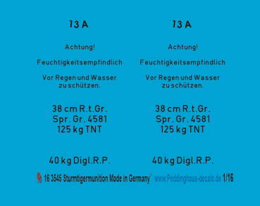 Peddinghaus-Decals 1/16 3545 Sturmtiger Munition Beschriftungen 2 Granaten