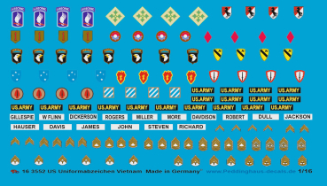 Peddinghaus-Decals 1:16 3552 USA Uniformabzeichen Vietnam