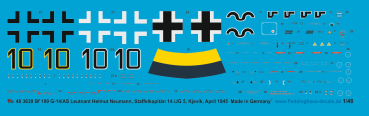 Peddinghaus-Decals 1:48 3630 Bf 109 G-14/AS Leutnant Helmut Neumann, Staffelkapitän 14./JG 5, Kjevik, April 1945