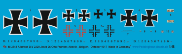 Peddinghaus-Decals 1/48 3648 Albatros D.V 2329 Jasta 26 Otto Fruhner, Abeete, Belgien, Oktober 1917