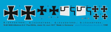 Peddinghaus-Decals 1/48 3656 Albatros D.V Paul Billik, Jasta 12, Frankreich, Juni 1917