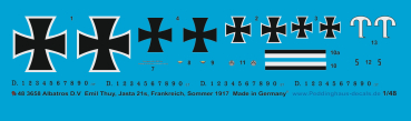 Peddinghaus-Decals 1/48 3658 Albatros D.V Emil Thuy, Jasta 21s, Frankreich, Sommer 1917