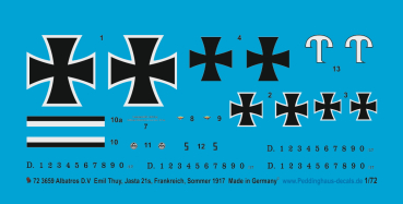 Peddinghaus-Decals 1/72 3659 Albatros D.V Emil Thuy, Jasta 21s, Frankreich, Sommer 1917